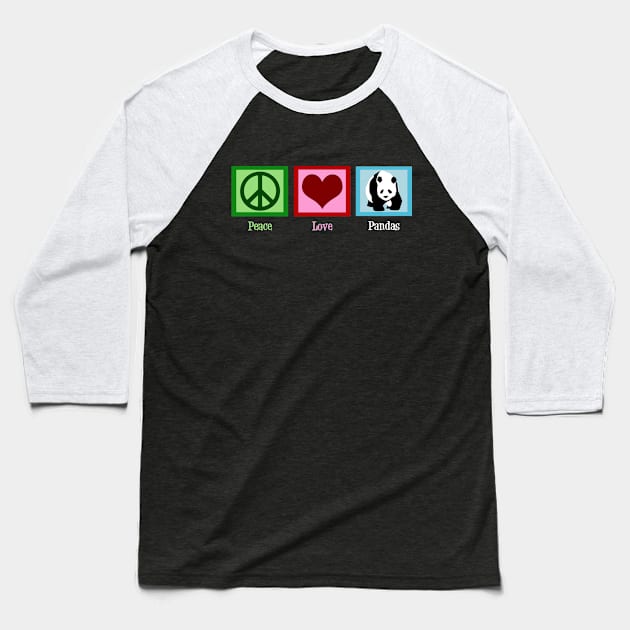 Peace Love Panda Bears Baseball T-Shirt by epiclovedesigns